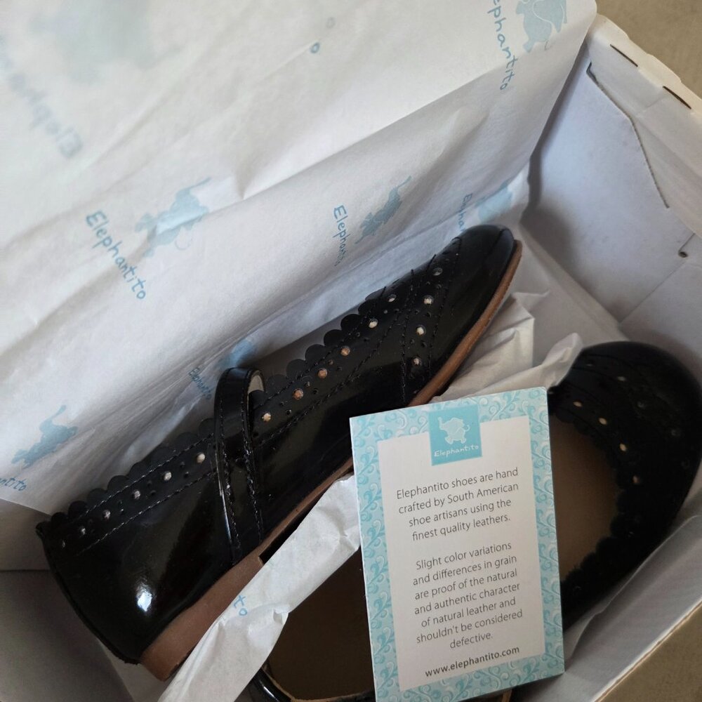 New Elephantito black patent leather wing tipped ballerina 8 - Picture 2 of 10